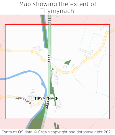 Map showing extent of Tirymynach as bounding box