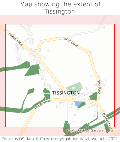 Map showing extent of Tissington as bounding box
