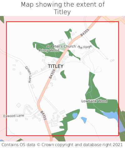 Map showing extent of Titley as bounding box