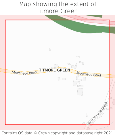 Map showing extent of Titmore Green as bounding box