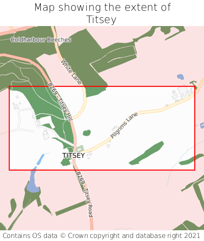 Map showing extent of Titsey as bounding box