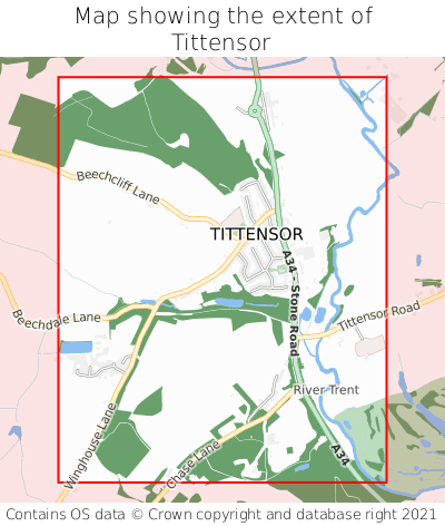 Map showing extent of Tittensor as bounding box