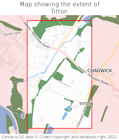 Map showing extent of Titton as bounding box