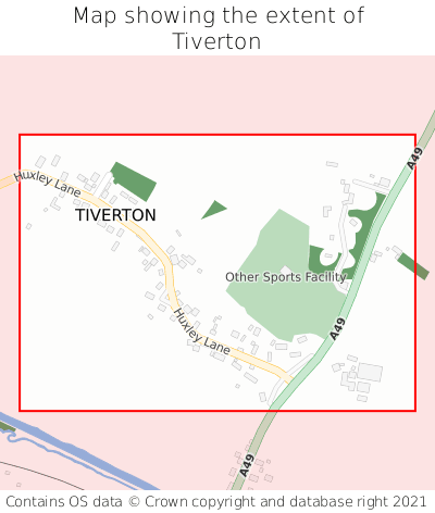 Map showing extent of Tiverton as bounding box