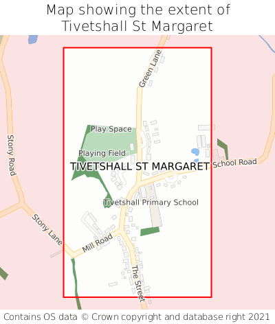 Map showing extent of Tivetshall St Margaret as bounding box