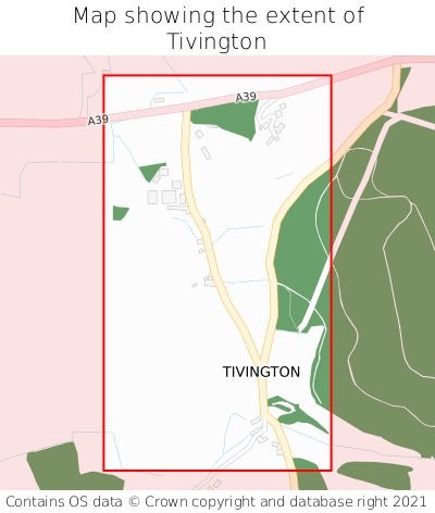Map showing extent of Tivington as bounding box