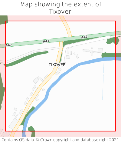 Map showing extent of Tixover as bounding box