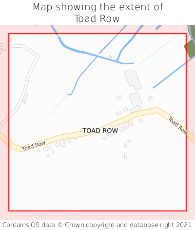 Map showing extent of Toad Row as bounding box
