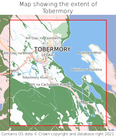 Map showing extent of Tobermory as bounding box