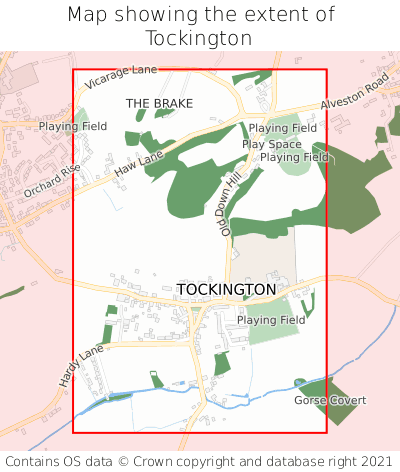 Map showing extent of Tockington as bounding box