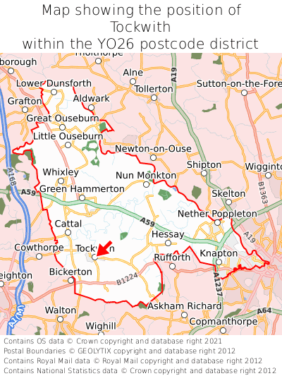 Map showing location of Tockwith within YO26