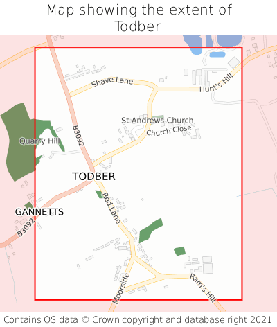 Map showing extent of Todber as bounding box