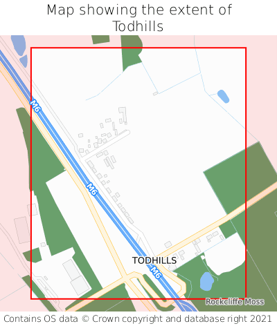 Map showing extent of Todhills as bounding box