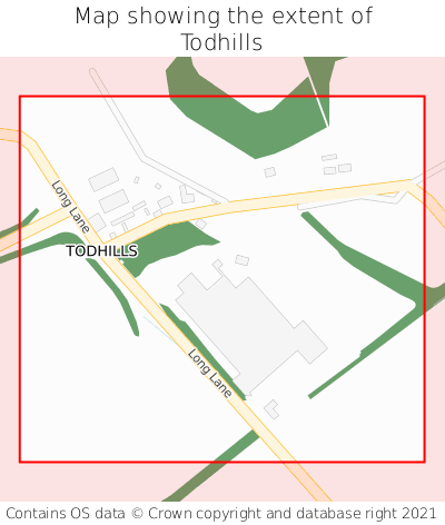 Map showing extent of Todhills as bounding box