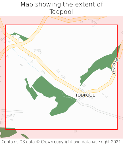 Map showing extent of Todpool as bounding box