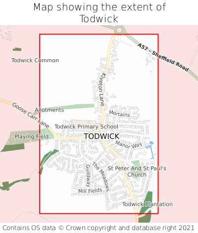 Map showing extent of Todwick as bounding box