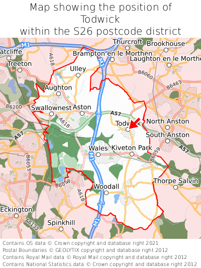 Map showing location of Todwick within S26