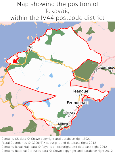 Map showing location of Tokavaig within IV44