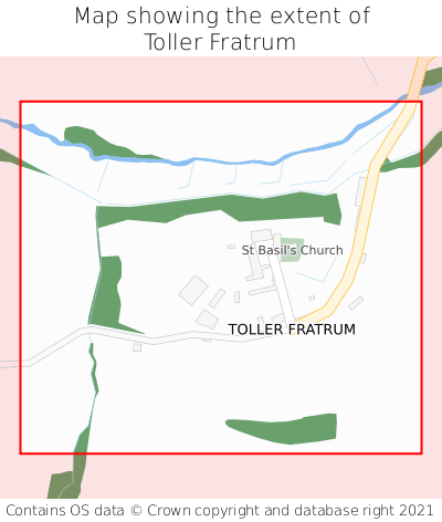 Map showing extent of Toller Fratrum as bounding box