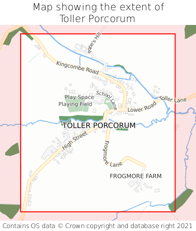 Map showing extent of Toller Porcorum as bounding box