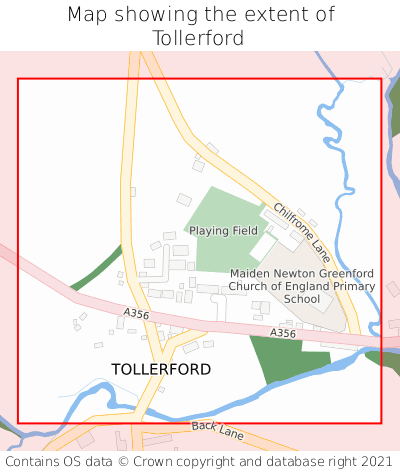 Map showing extent of Tollerford as bounding box