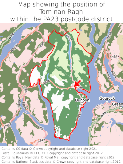 Map showing location of Tom nan Ragh within PA23