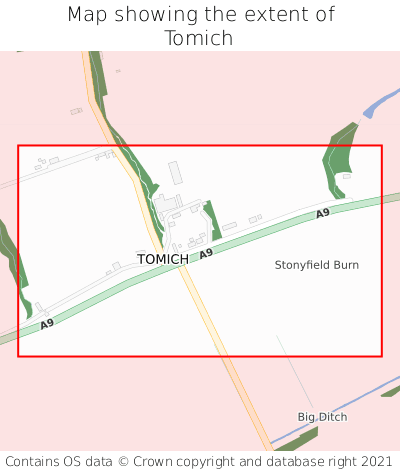 Map showing extent of Tomich as bounding box
