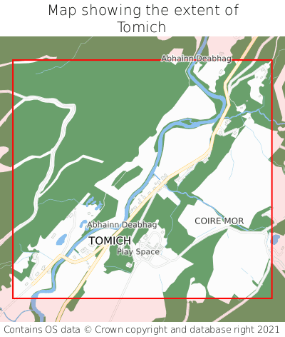Map showing extent of Tomich as bounding box