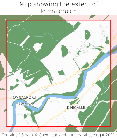 Map showing extent of Tomnacroich as bounding box