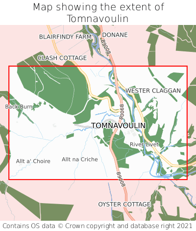Map showing extent of Tomnavoulin as bounding box