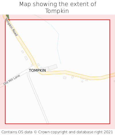 Map showing extent of Tompkin as bounding box