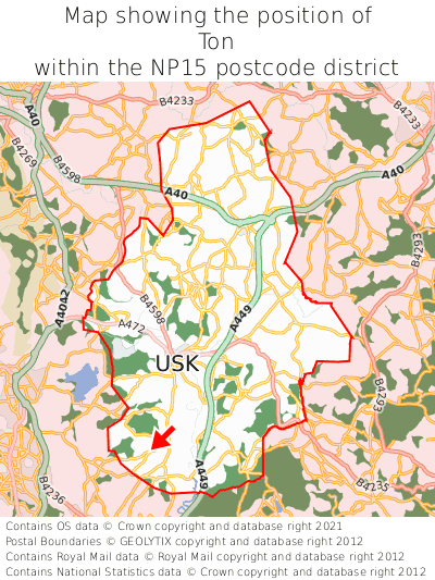 Map showing location of Ton within NP15