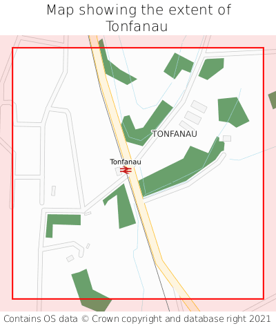 Map showing extent of Tonfanau as bounding box