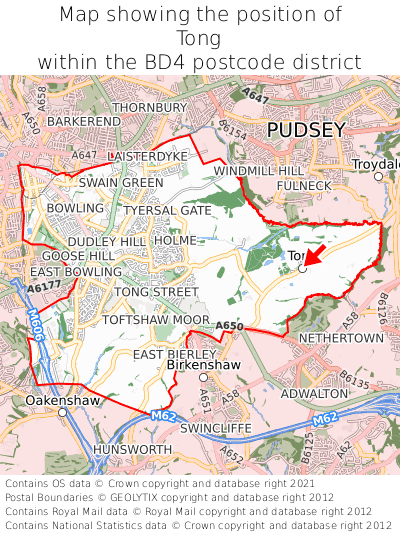 Map showing location of Tong within BD4