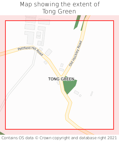 Map showing extent of Tong Green as bounding box