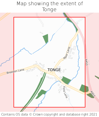 Map showing extent of Tonge as bounding box