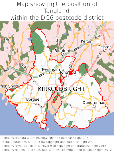 Map showing location of Tongland within DG6