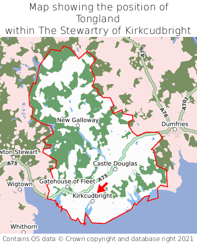 Map showing location of Tongland within The Stewartry of Kirkcudbright