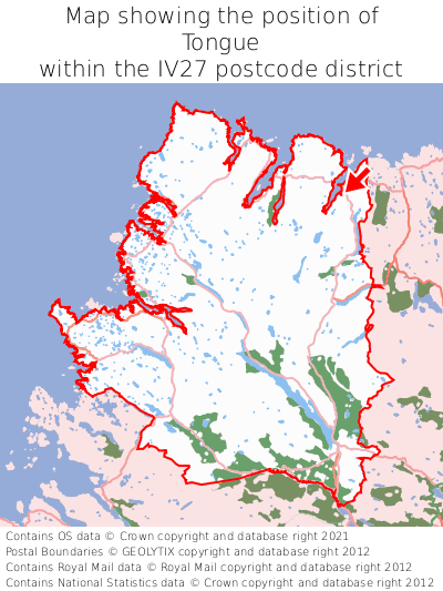 Map showing location of Tongue within IV27