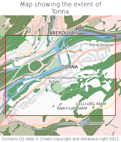 Map showing extent of Tonna as bounding box