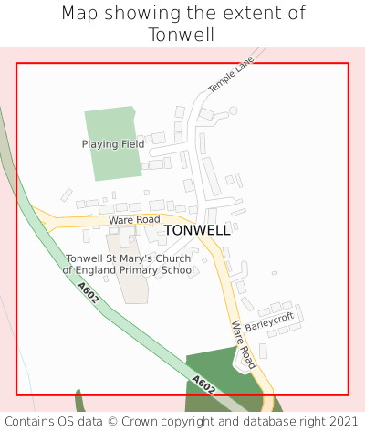 Map showing extent of Tonwell as bounding box