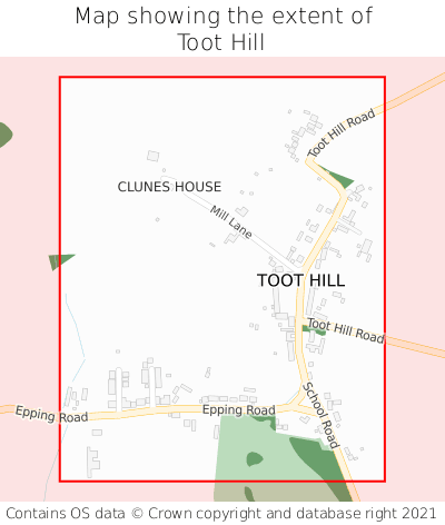 Map showing extent of Toot Hill as bounding box