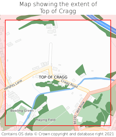 Map showing extent of Top of Cragg as bounding box