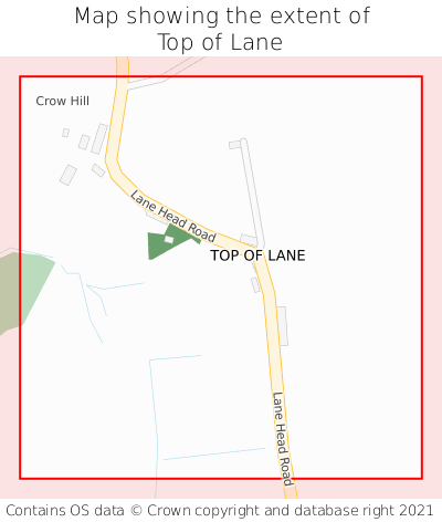 Map showing extent of Top of Lane as bounding box