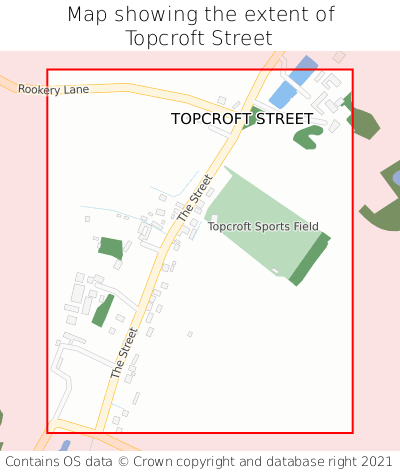 Map showing extent of Topcroft Street as bounding box