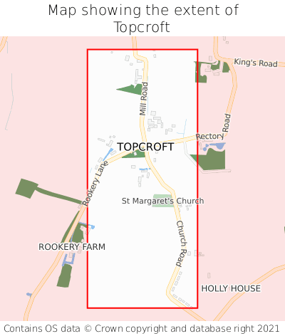 Map showing extent of Topcroft as bounding box
