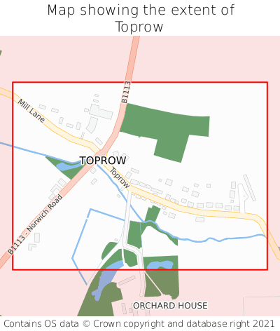 Map showing extent of Toprow as bounding box