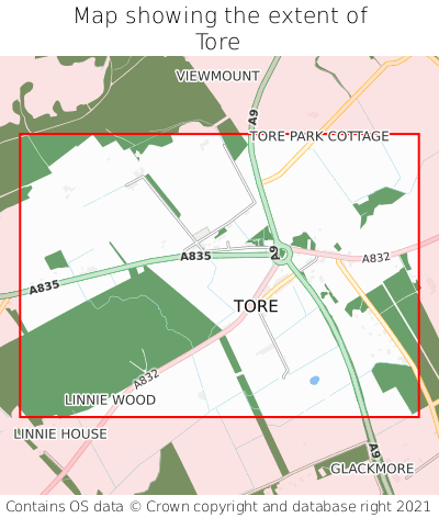 Map showing extent of Tore as bounding box