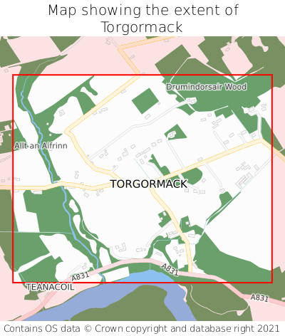 Map showing extent of Torgormack as bounding box