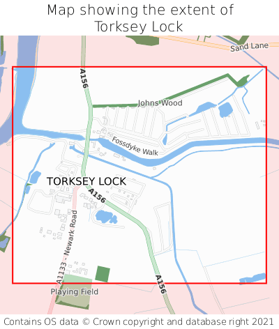 Map showing extent of Torksey Lock as bounding box
